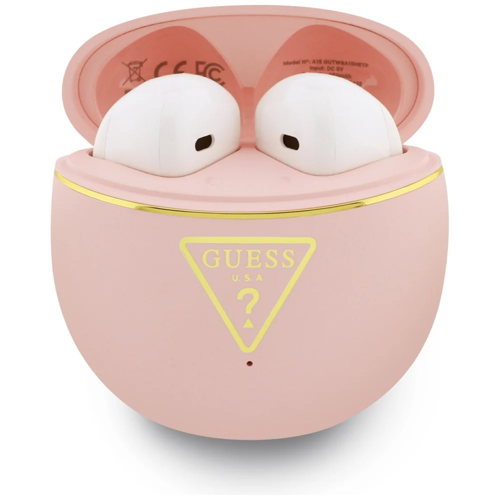 Handsfree Bluetooth Guess Script Print, TWS, Pink - Image 2