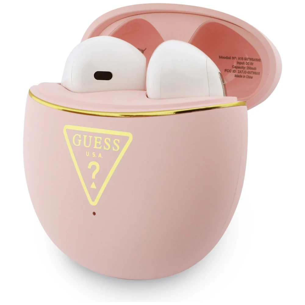 Handsfree Bluetooth Guess Script Print, TWS, Pink - Image 5