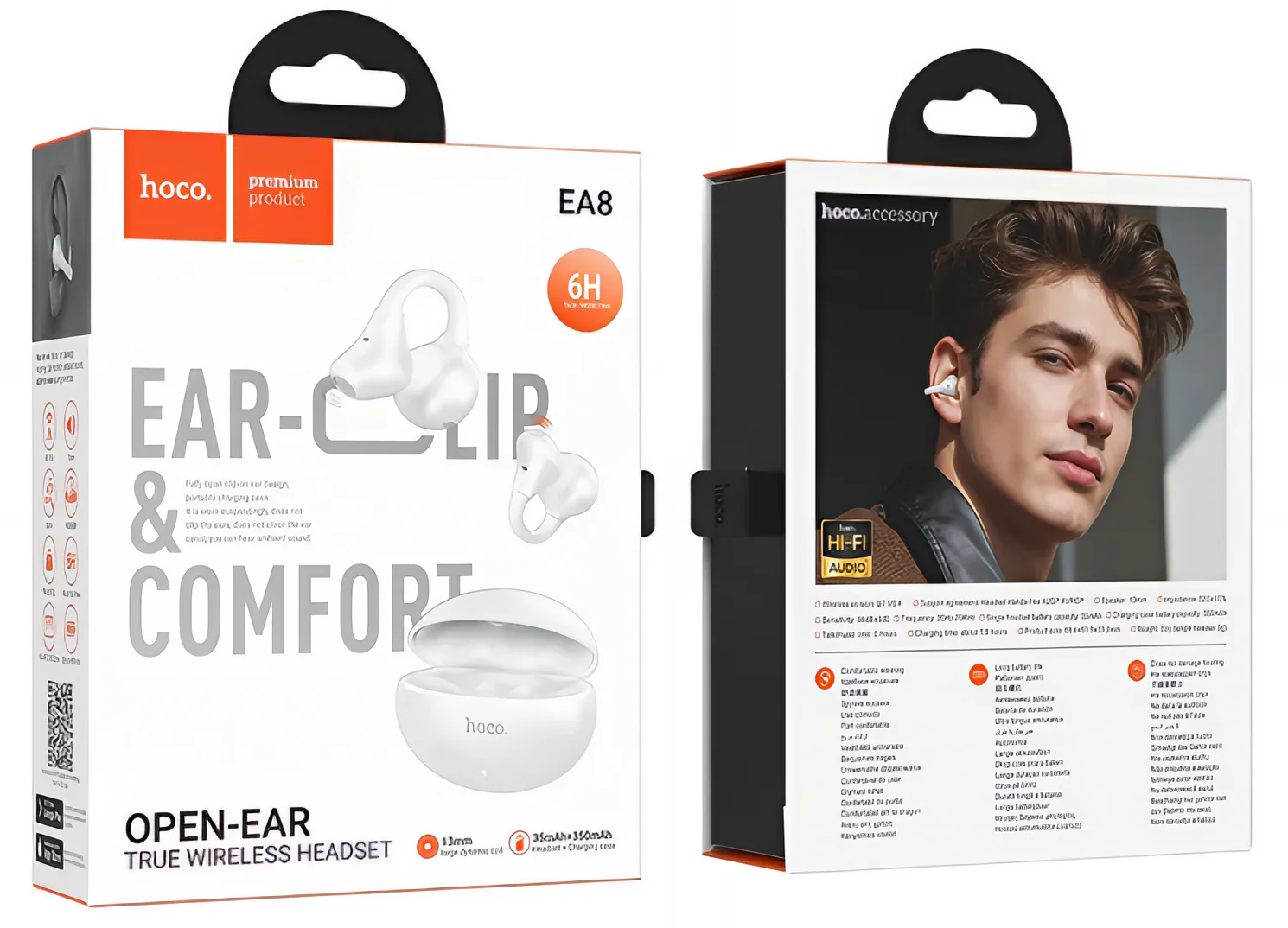 Handsfree Bluetooth HOCO EA8, TWS, White - Image 15