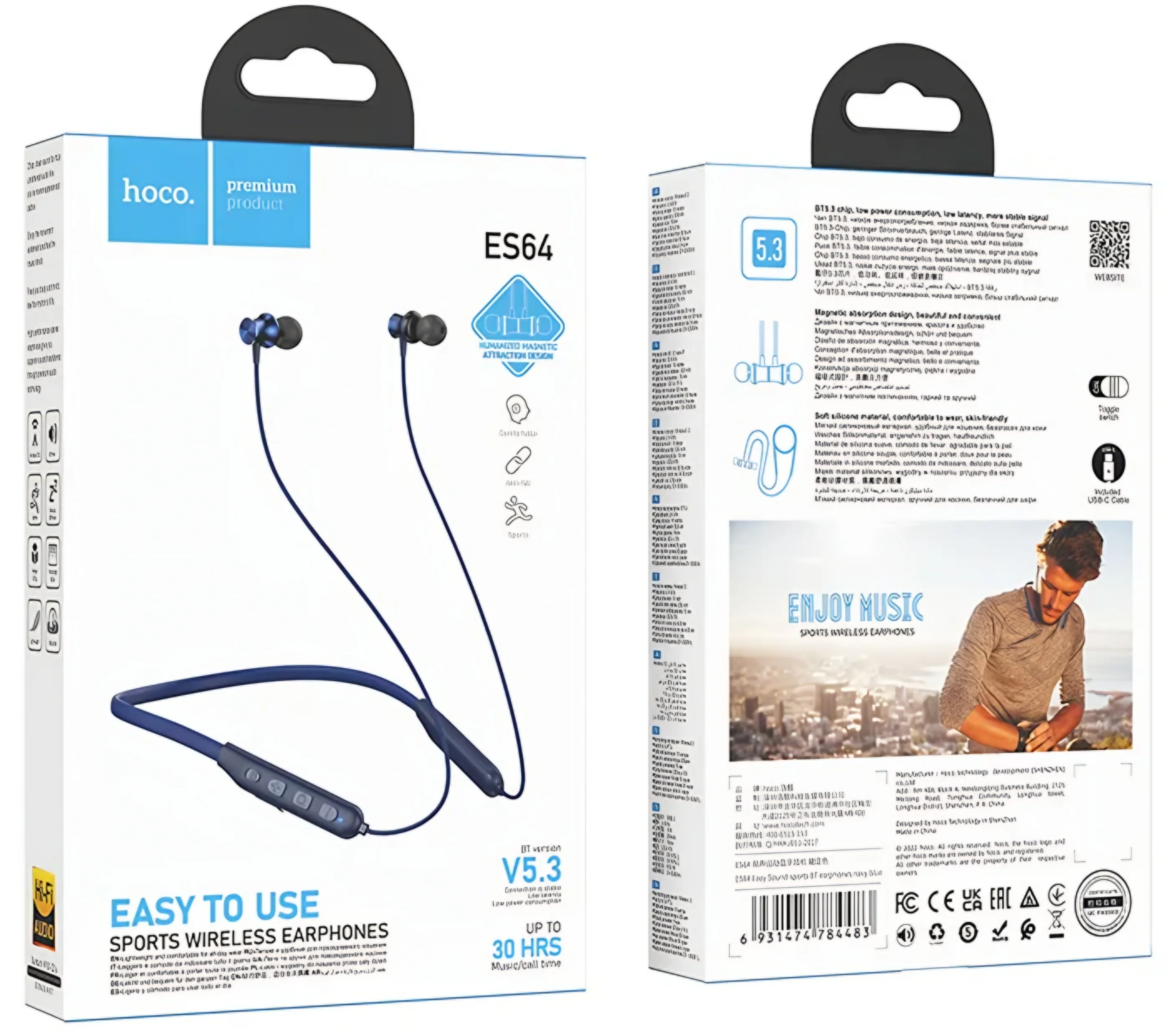 Handsfree Bluetooth HOCO ES64, A2DP, Blue - Image 3