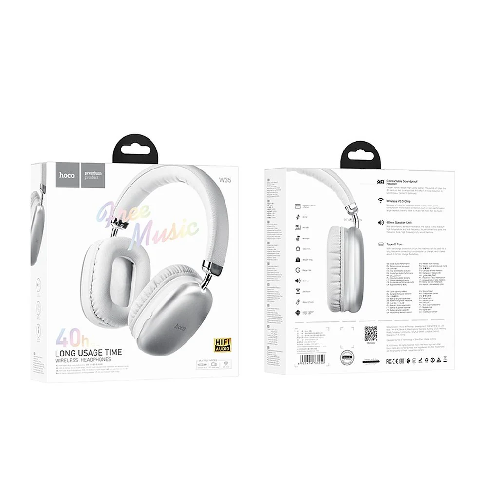 Handsfree Bluetooth HOCO W35, A2DP, Silver - Image 3