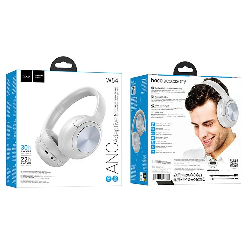 Handsfree Bluetooth HOCO W54, A2DP, ANC, Gray - Image 3