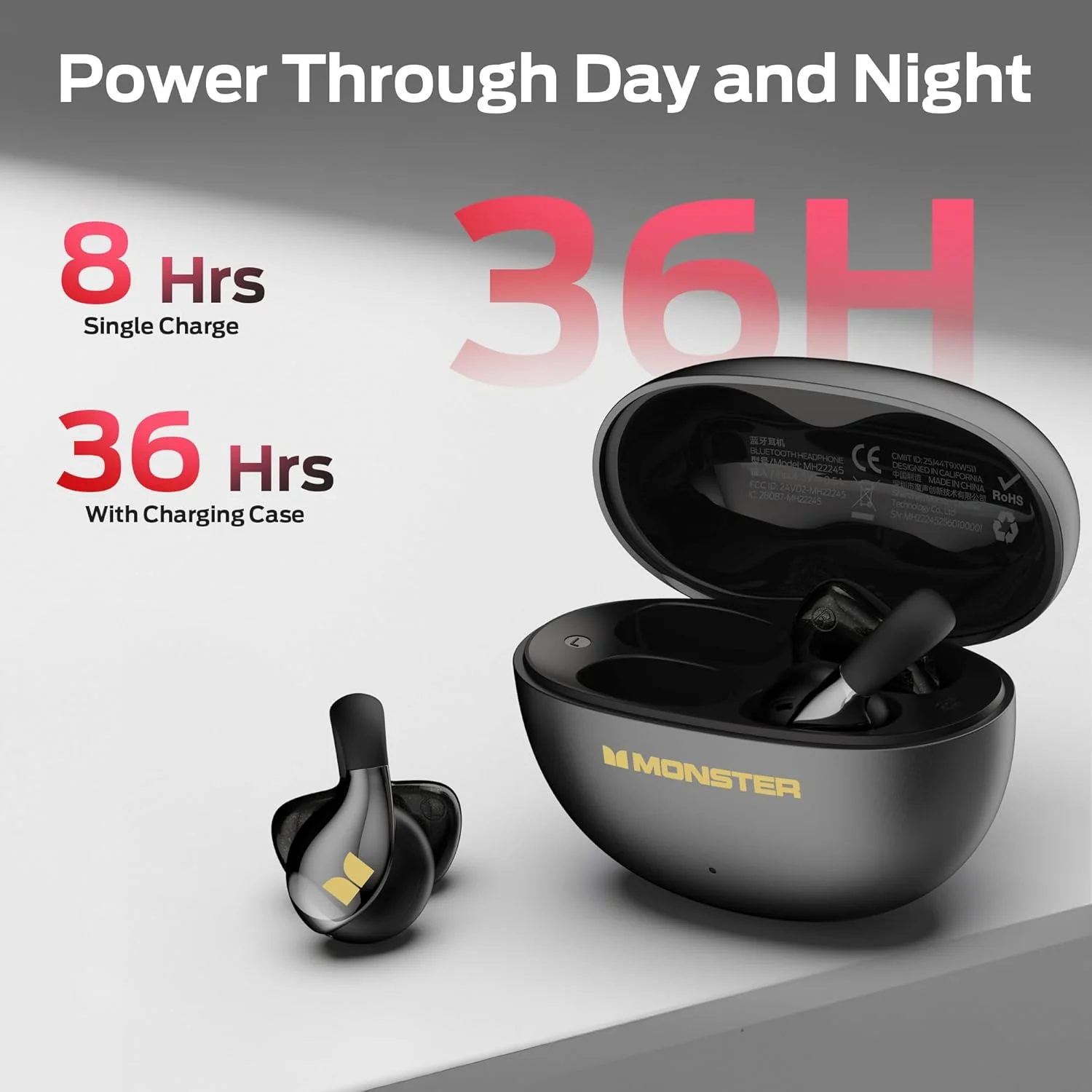 Handsfree Bluetooth Monster AC225, TWS, Black - Image 3
