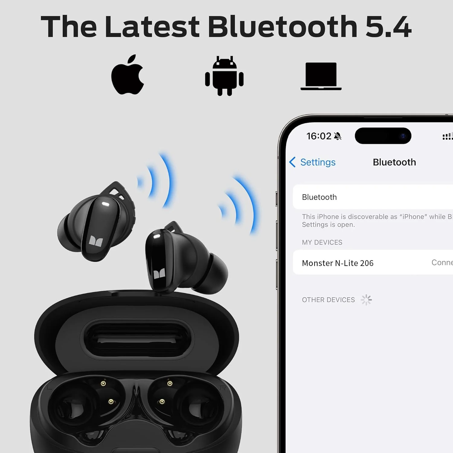 Handsfree Bluetooth Monster N-Lite 206, TWS, Black - Image 7