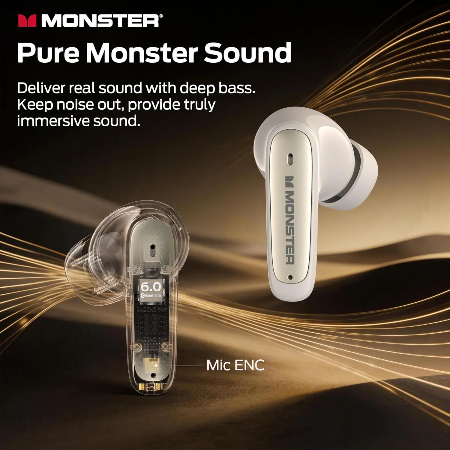 Handsfree Bluetooth Monster N-Lite 310, TWS, Light Cream - Image 4