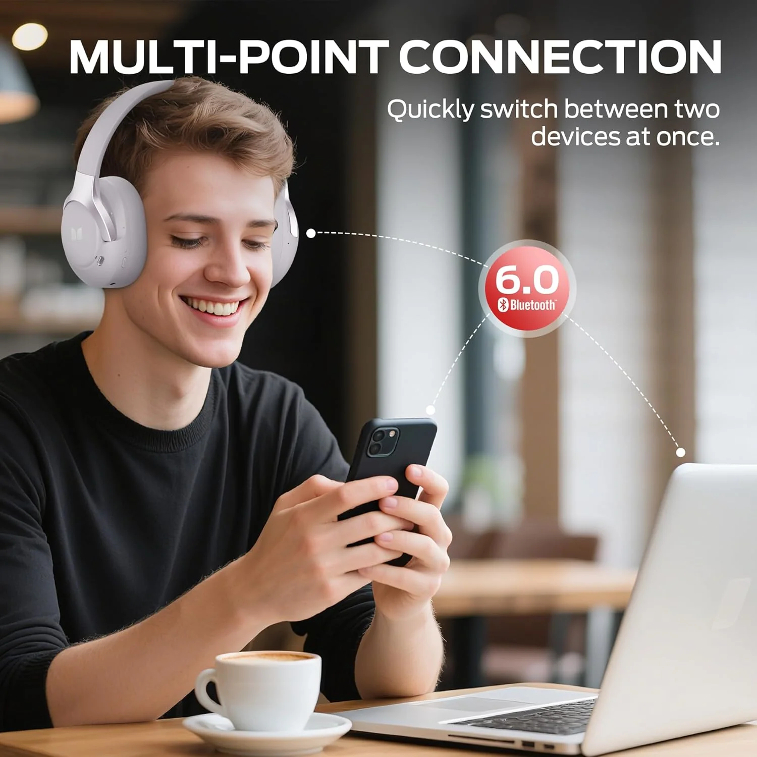 Handsfree Bluetooth Monster Persona 5th, MultiPoint, A2DP, ANC, Purple - Image 9