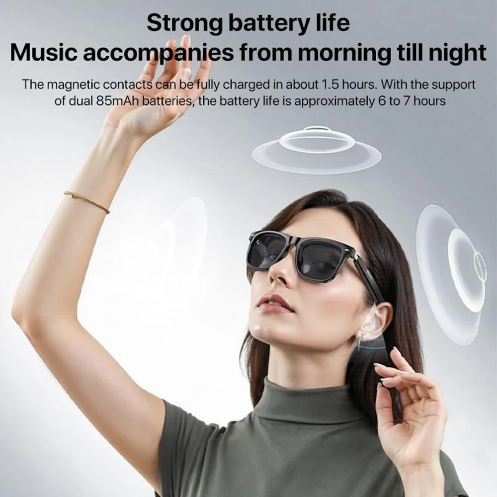 Handsfree Bluetooth Yesido IO35, Unisex Sunglasses Type, A2DP, Black - Image 3