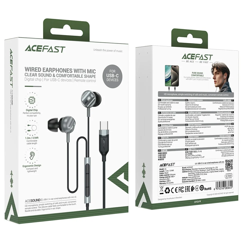 Handsfree USB-C Acefast L6, Black - Image 5