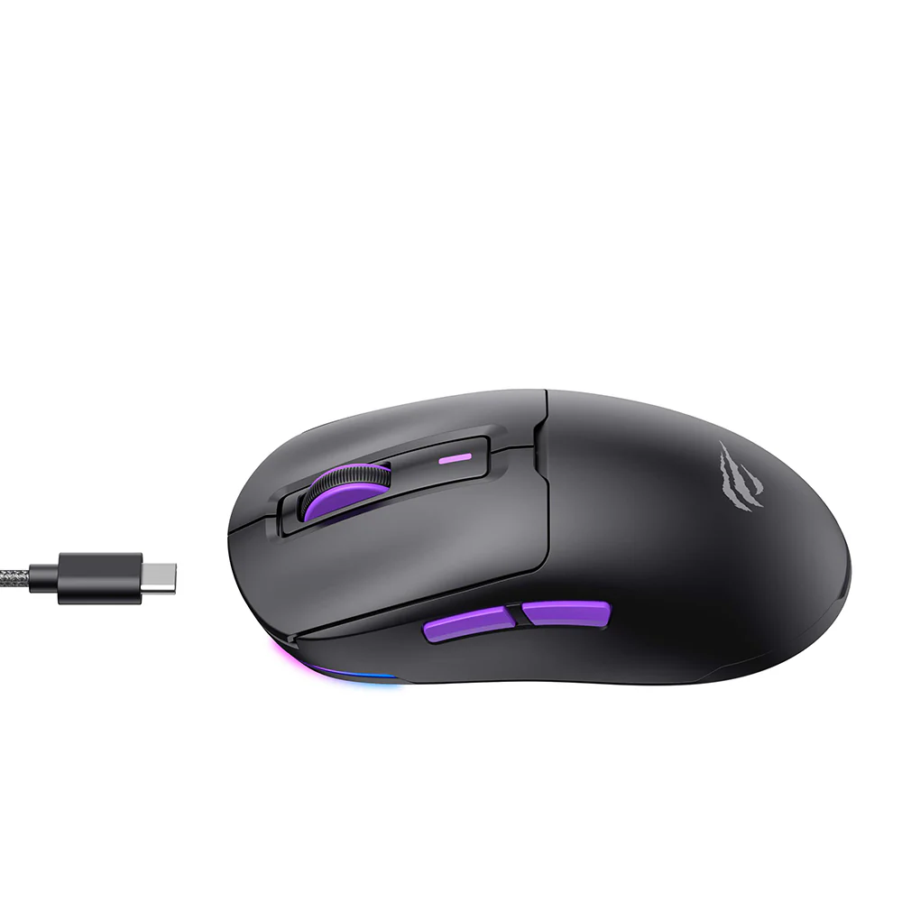 HAVIT MS969WB Wireless Gaming Mouse, RGB, 1000DPI - 16000DPI, BT / Wi-Fi / Wired, Black - Image 5