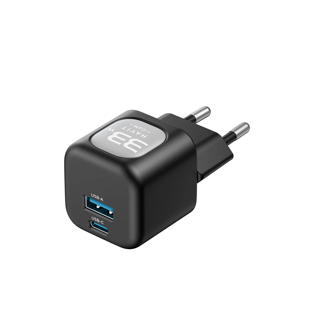 HAVIT UC230 Network Charger, 33W, 3A, 1 x USB-A - 1 x USB-C, Black Grey - Image 4