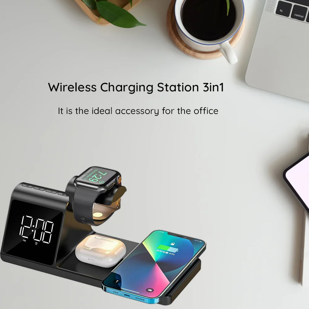 HAVIT W3042 4in1 Digital Clock with QI Wireless Charging, Black - Image 6