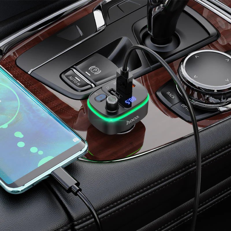 HOCO E62 Fast Bluetooth FM Modulator, 2 x USB-A - 1 x USB-C - Image 5