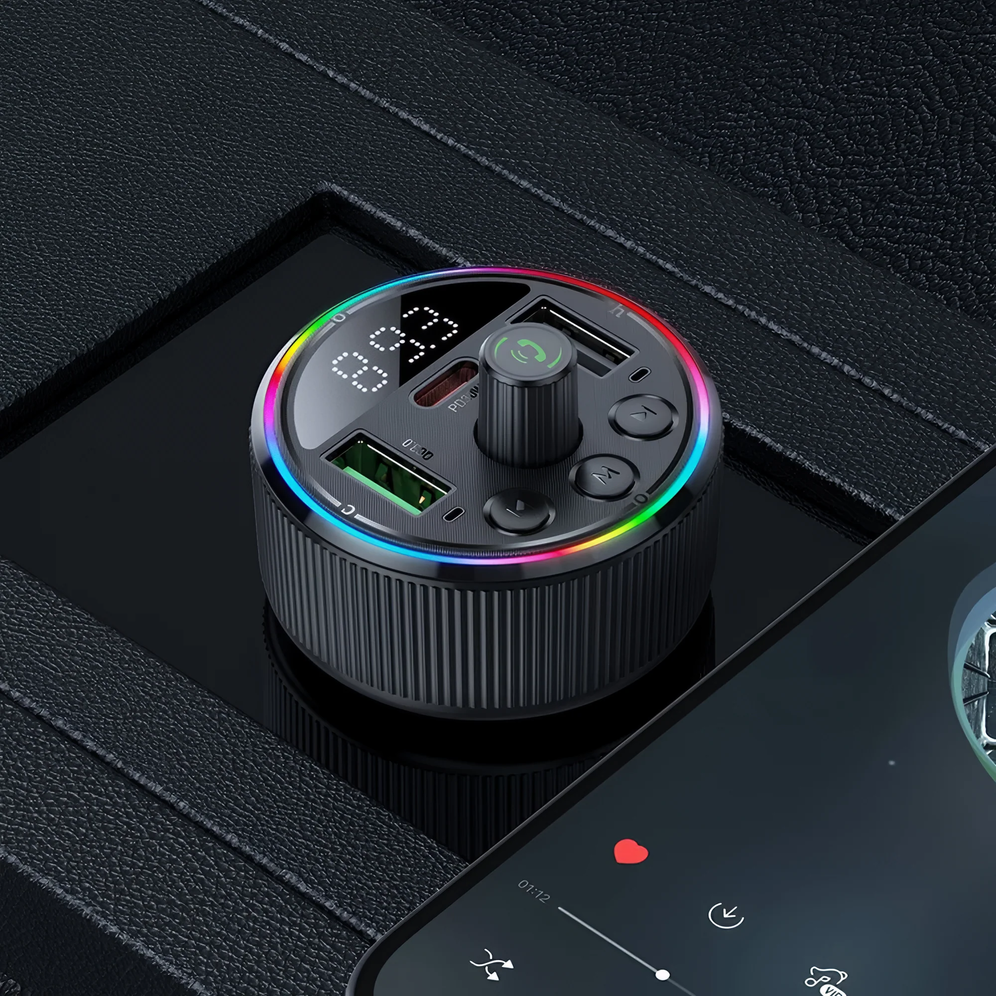 HOCO E82 Bluetooth FM Modulator, 2 x USB-A - 1 x USB-C - Image 7