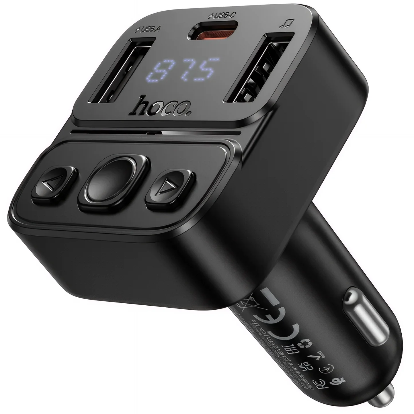 HOCO E87 Bluetooth FM Modulator, 2 x USB-A - 1 x USB-C - Image 4