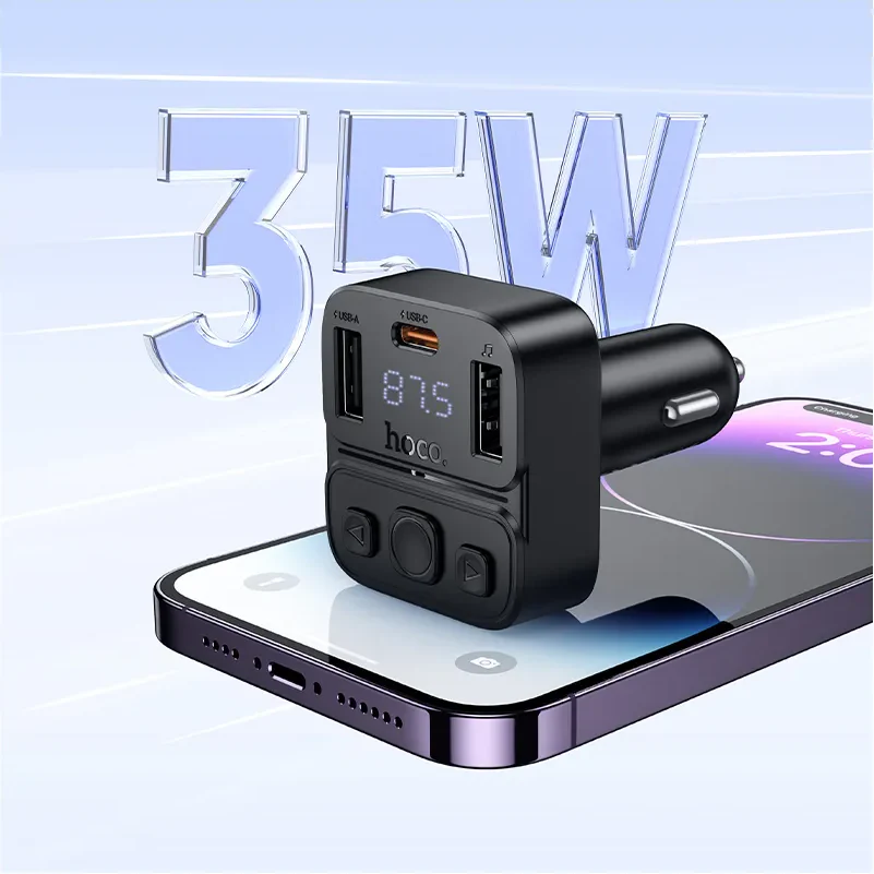 HOCO E87 Bluetooth FM Modulator, 2 x USB-A - 1 x USB-C - Image 7