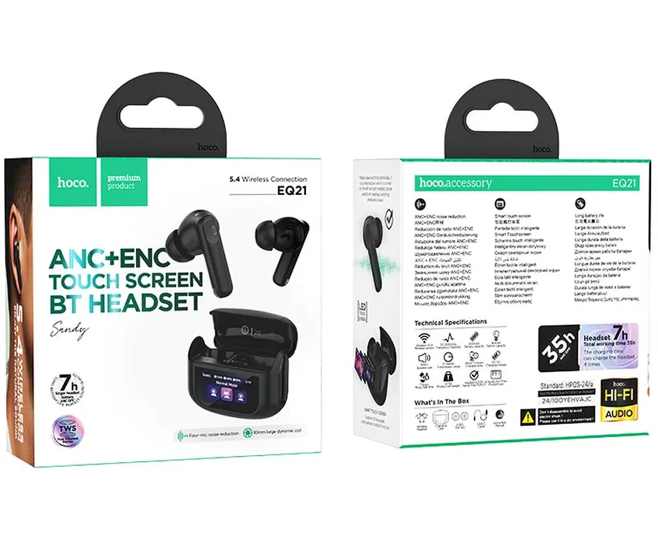 HOCO EQ21 Bluetooth Handsfree, TWS, ANC, Black - Image 3