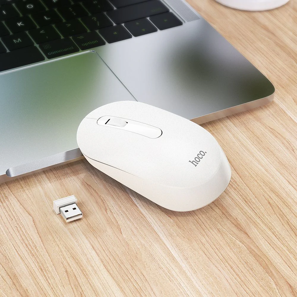 HOCO GM14 Wireless Mouse, 1200DPI, White - Image 4