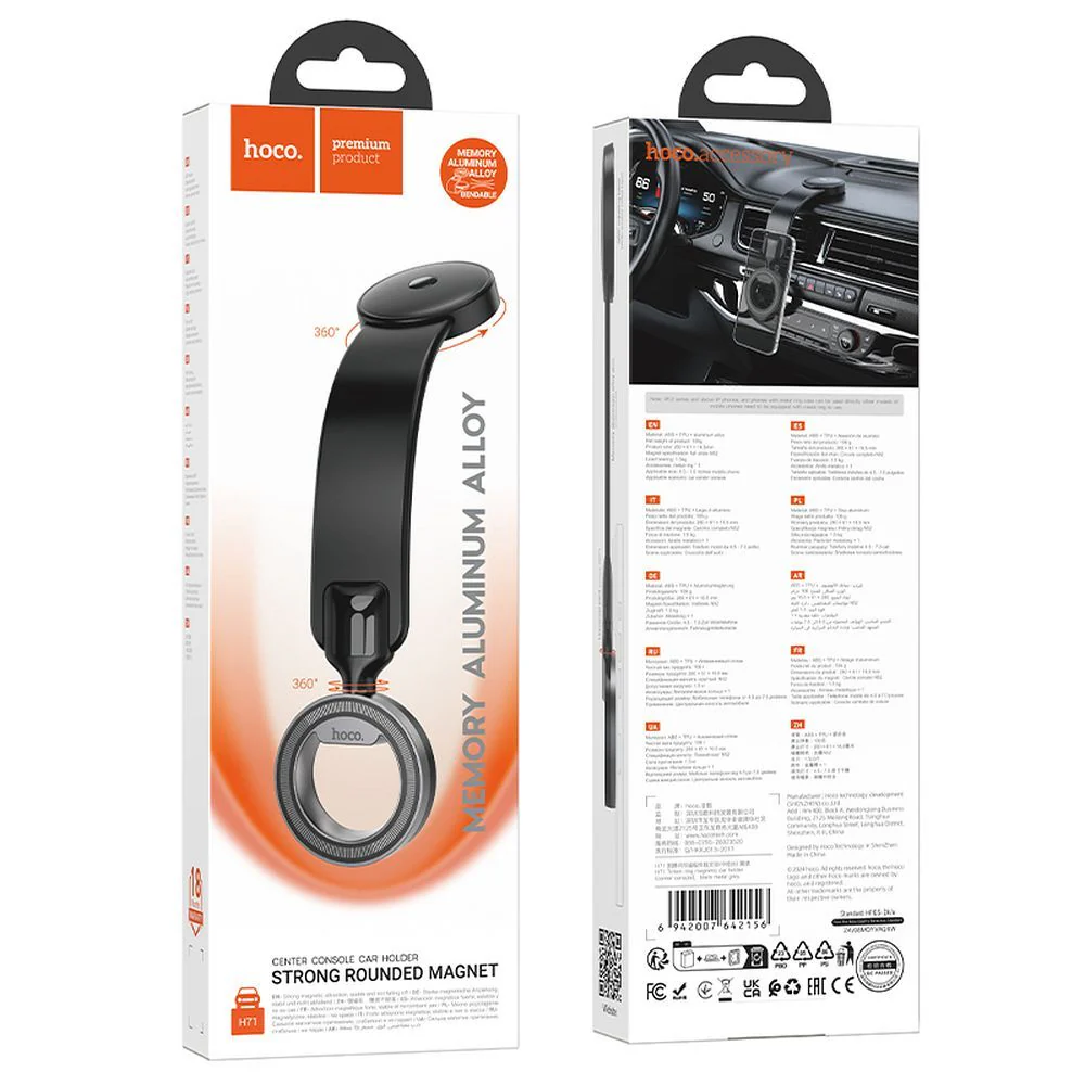 HOCO H71 Universal Magnetic Car Holder, Gray - Image 7