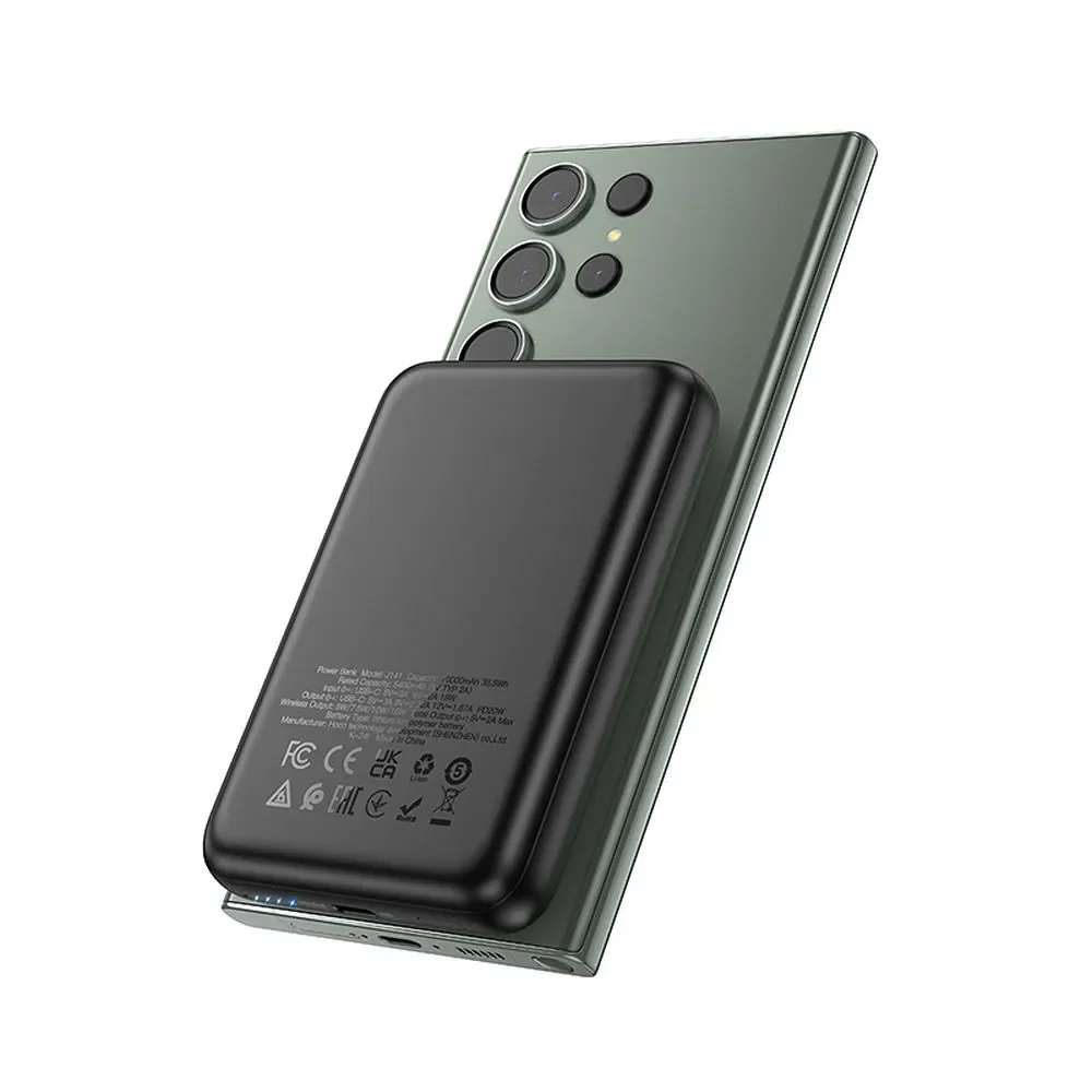 HOCO J141 Wireless External Battery, 10000mAh, 20W, PD + FQI, 1 x QI - 1 x USB-C, Black - Image 2
