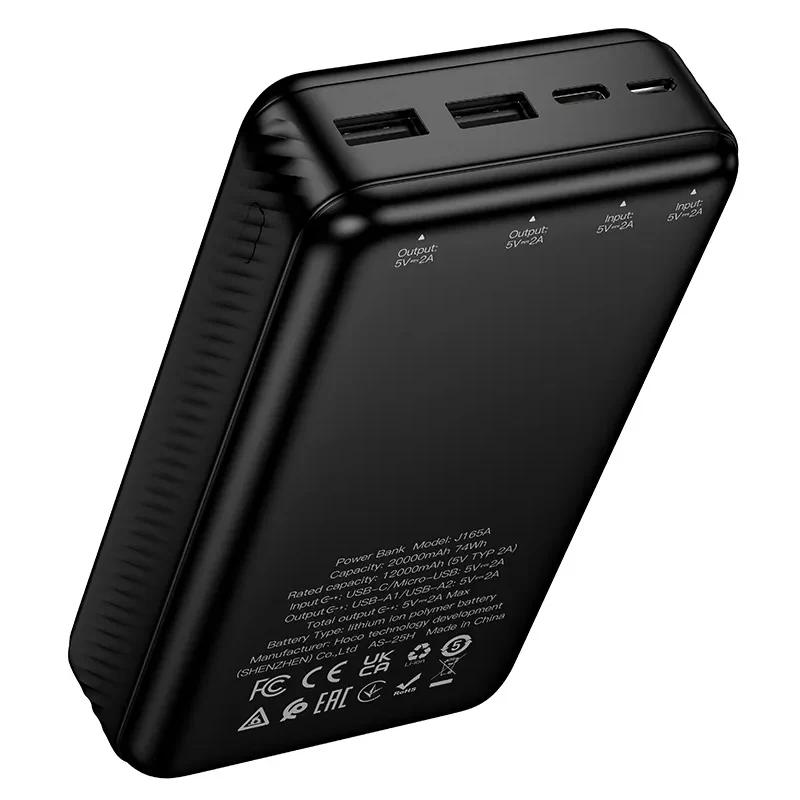 HOCO J165A External Battery, 20000mAh, 10W, 2 x USB-A, Black - Image 4