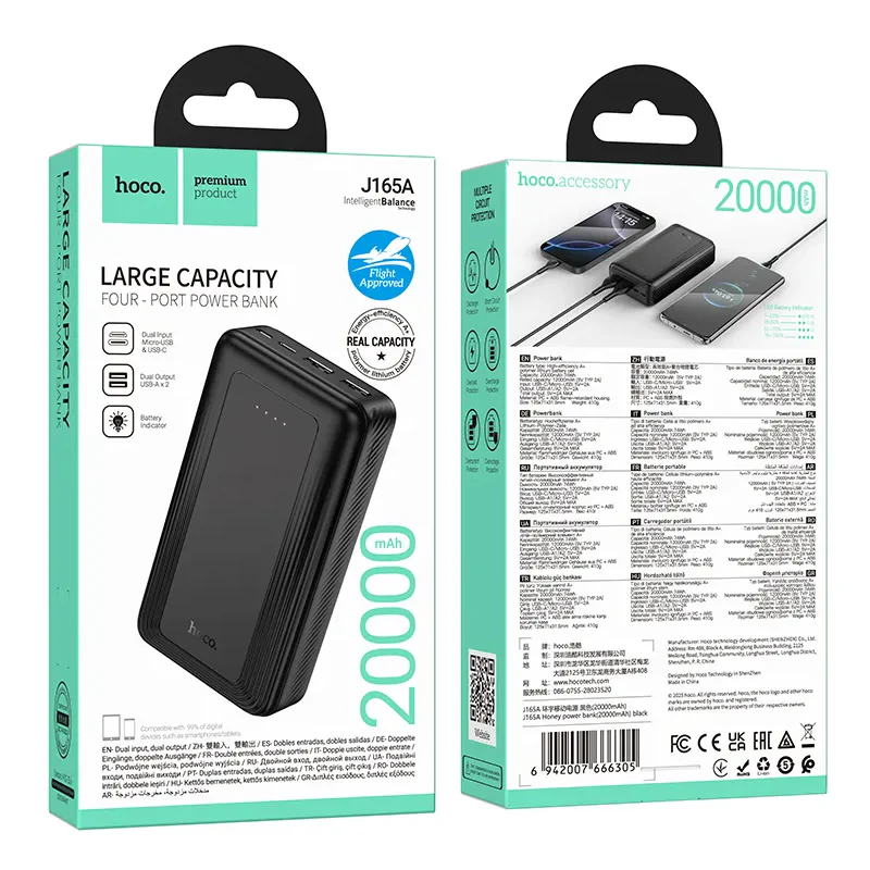 HOCO J165A External Battery, 20000mAh, 10W, 2 x USB-A, Black - Image 8