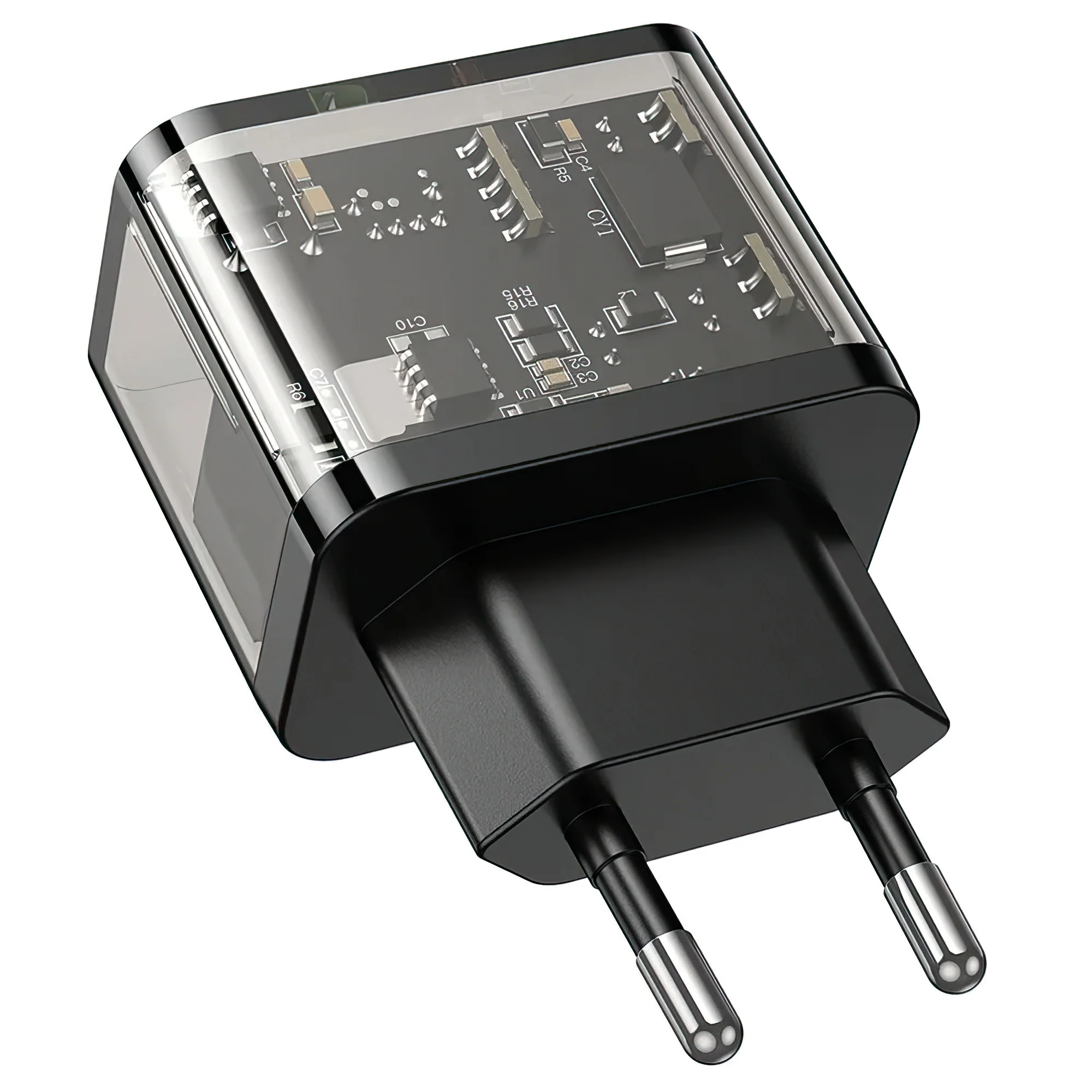 HOCO N34 Network Charger, 20W, 3A, 1 x USB-A - 1 x USB-C, Transparent - Image 6