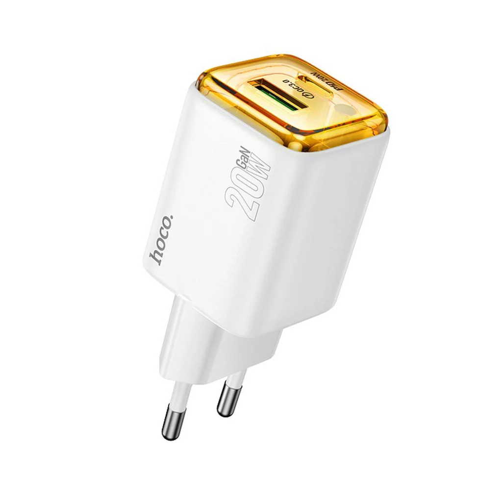 HOCO N52 Network Charger, 20W, 3A, 1 x USB-A - 1 x USB-C, White - Image 2