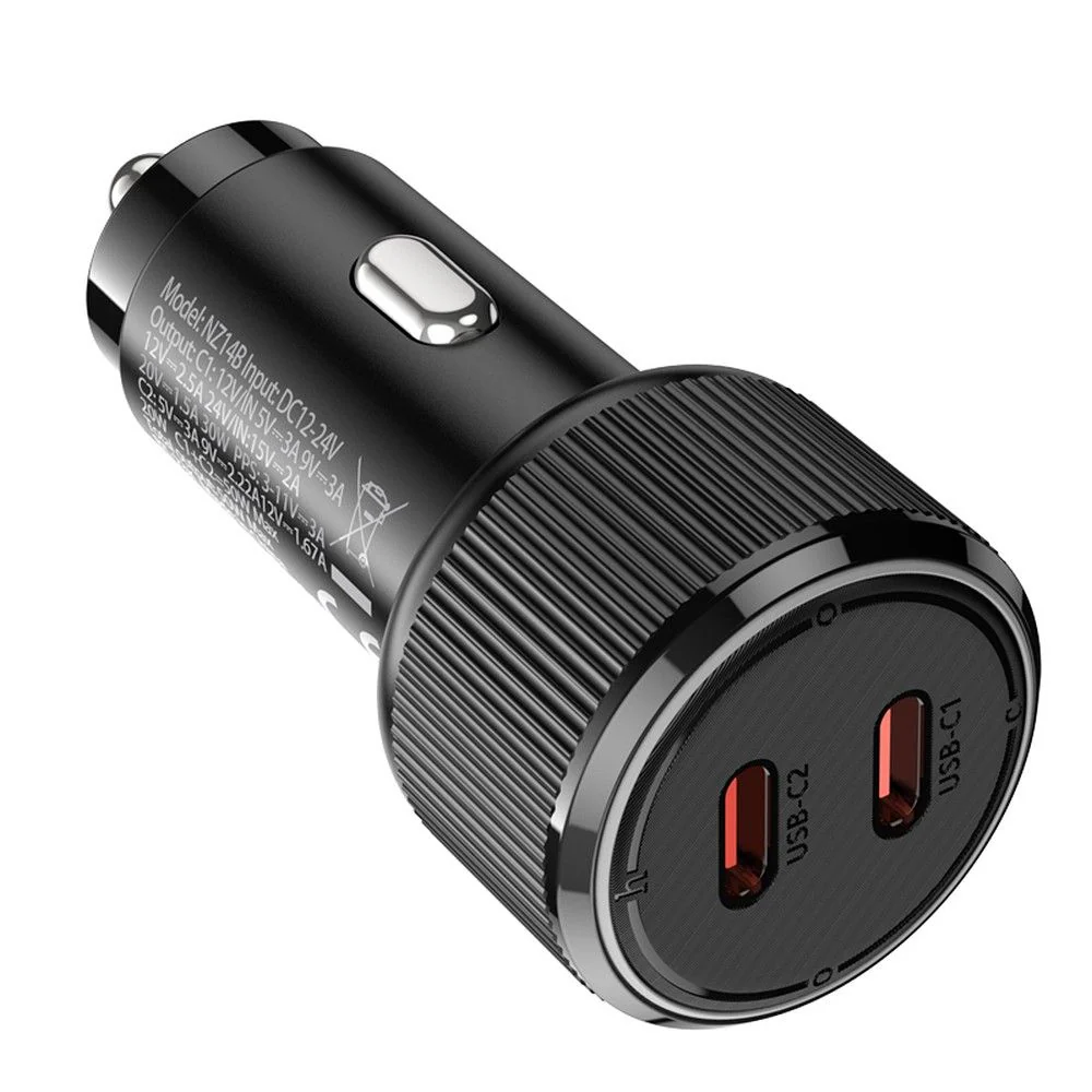 HOCO NZ14B Car Charger, 50W, 3A, 2 x USB-C, Black - Image 4