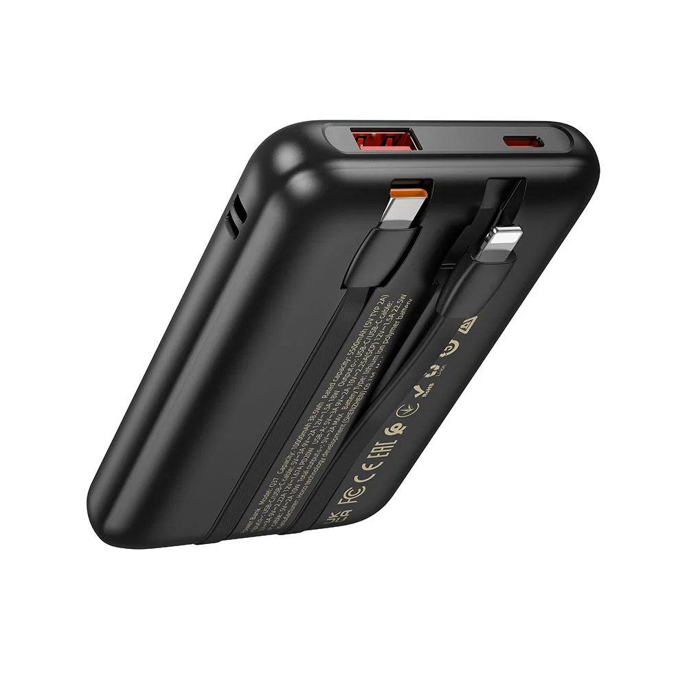 HOCO Q37 External Battery, 10000mAh, 22.5W, QC + PD, 1 x Lightning - 1 x USB-A - 2 x USB-C, Black - Image 6