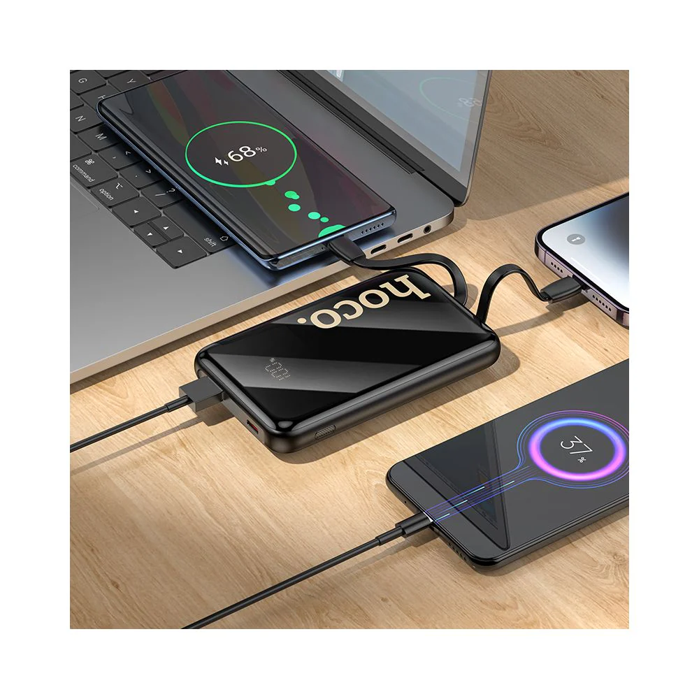 HOCO Q37 External Battery, 10000mAh, 22.5W, QC + PD, 1 x Lightning - 1 x USB-A - 2 x USB-C, Black - Image 7