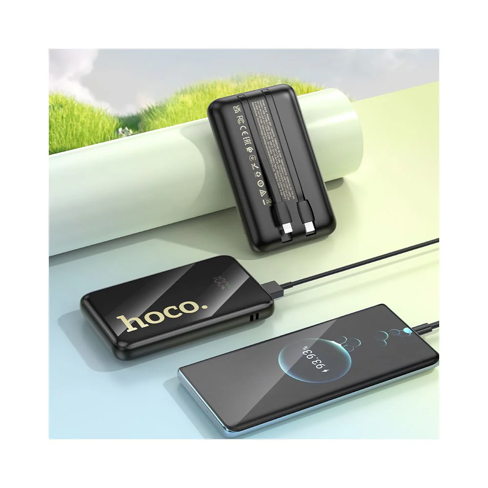 HOCO Q37 External Battery, 10000mAh, 22.5W, QC + PD, 1 x Lightning - 1 x USB-A - 2 x USB-C, Black - Image 8
