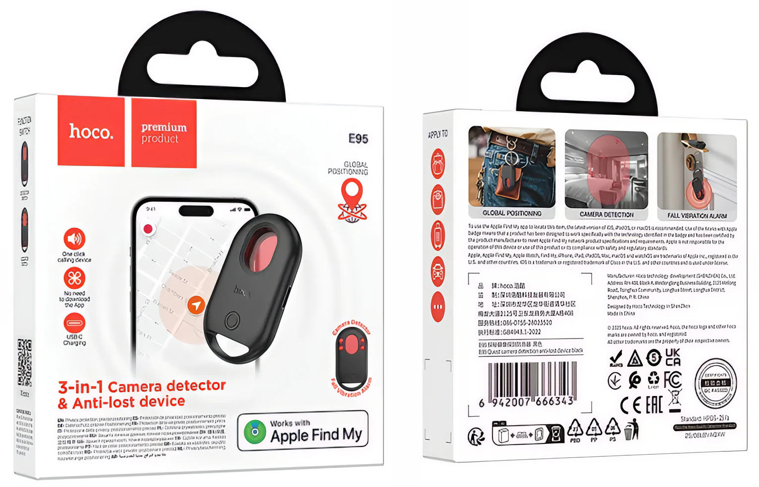 HOCO SmartTag E95 3in1 for iOS Series, Black - Image 8