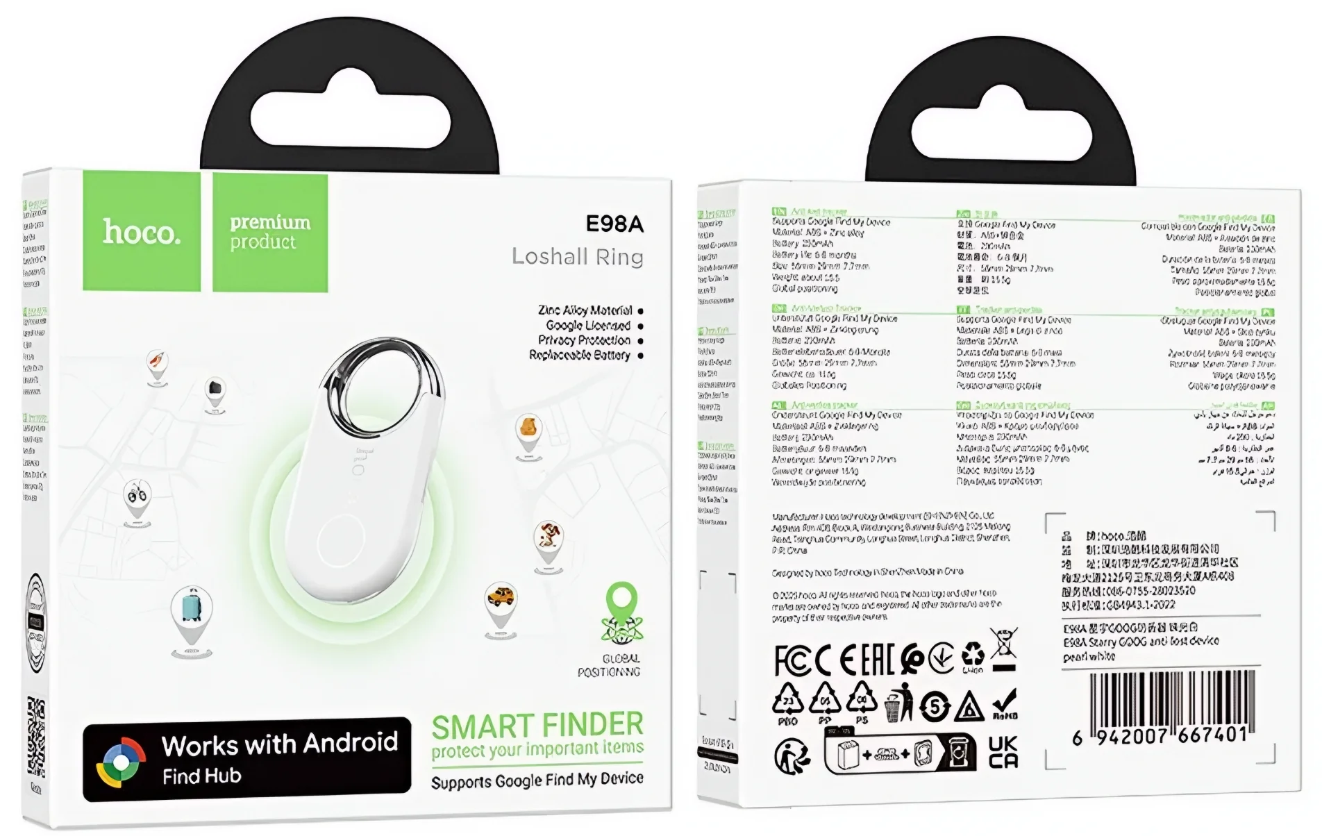 HOCO SmartTag E98A for Android Series, White - Image 4