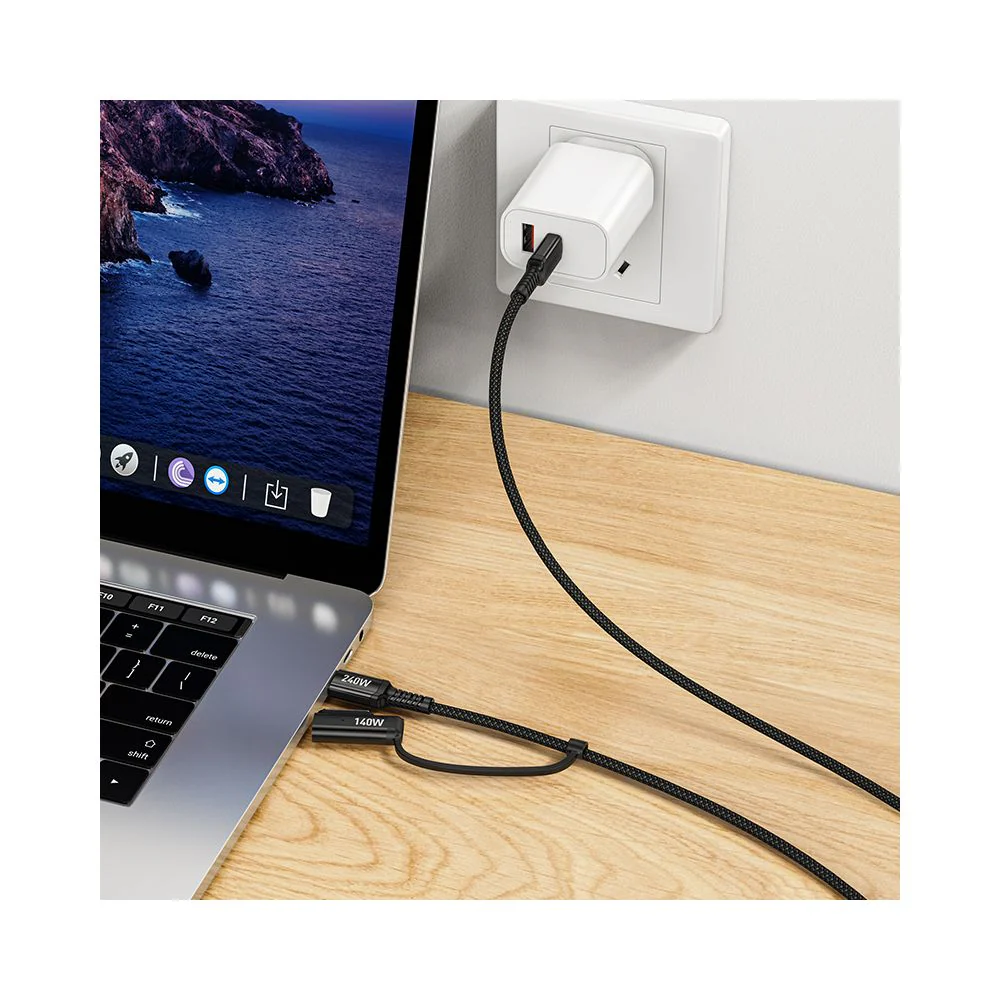 HOCO U142 Charging Cable, USB-C to USB-C / MagSafe 3, 240W, 1.8m, Black - Image 8