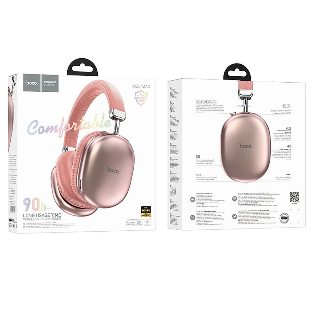 HOCO W35 Max Bluetooth Handsfree, A2DP, Pink - Image 3