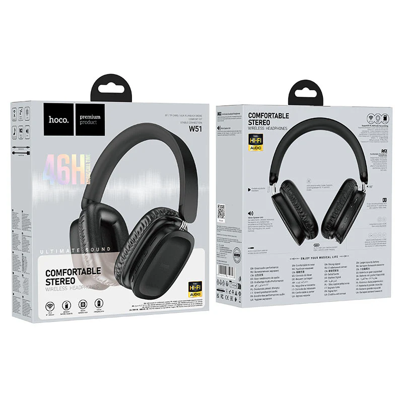 HOCO W51 Delightful Bluetooth Handsfree, A2DP, Black - Image 3