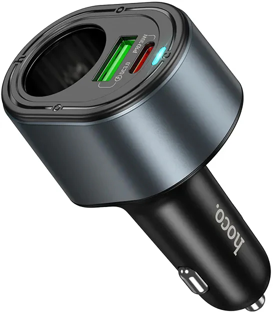 HOCO Z56 Car Charger, 35W, 3A, 1 x USB-A - 1 x USB-C - 1 x Cigarette Lighter Extension, Black - Image 3