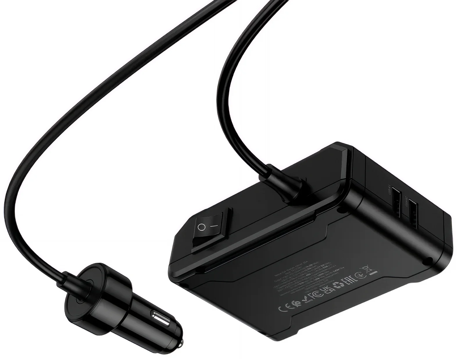 HOCO Z64 Car Charger, 15.5W, 3.1A, 2 x USB-A - 2 x USB-C - 3 x Cigarette Lighter Extension, Black - Image 5