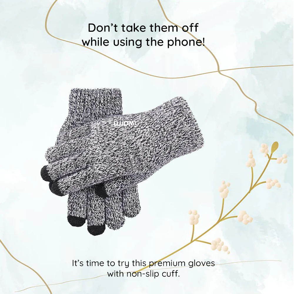 Iwarm ST0018 Touchscreen Winter Gloves, Size 23cm, Black Gray - Image 3
