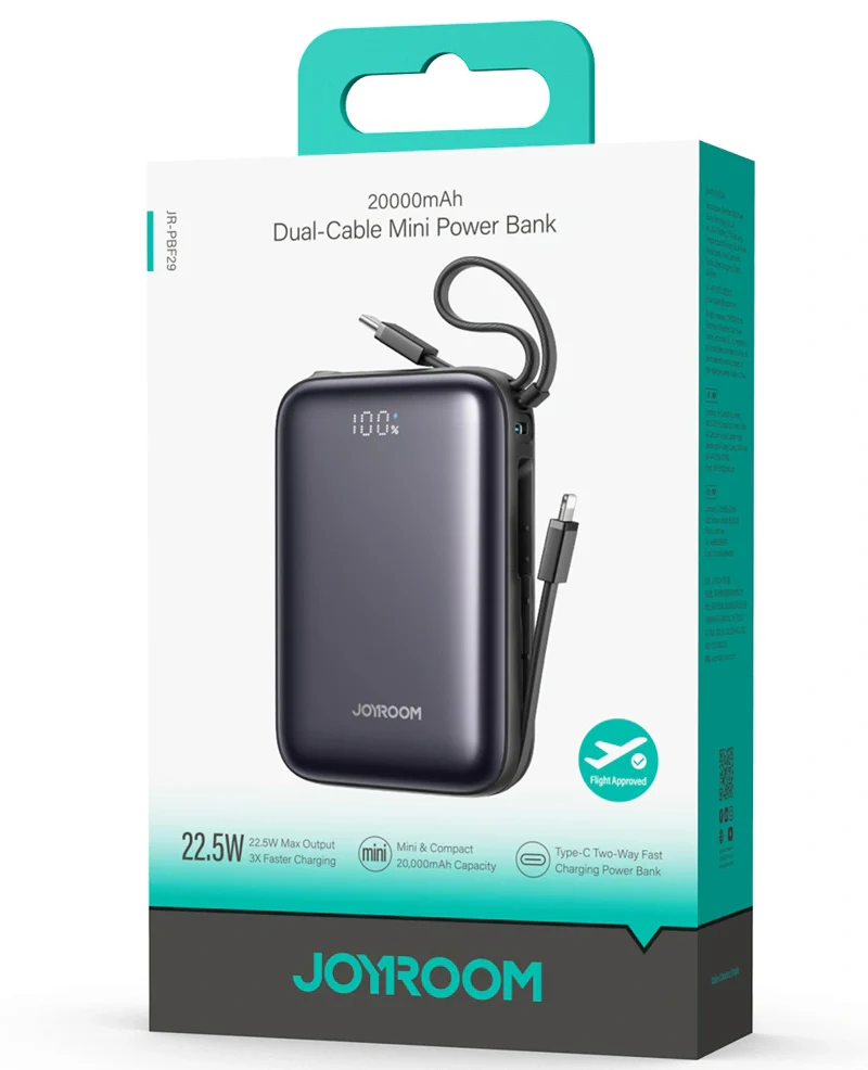 Joyroom JR-PBF29 External Battery, 20000mAh, 22.5W, QC + PD, 1 x Lightning - 2 x USB-C, Black - Image 13