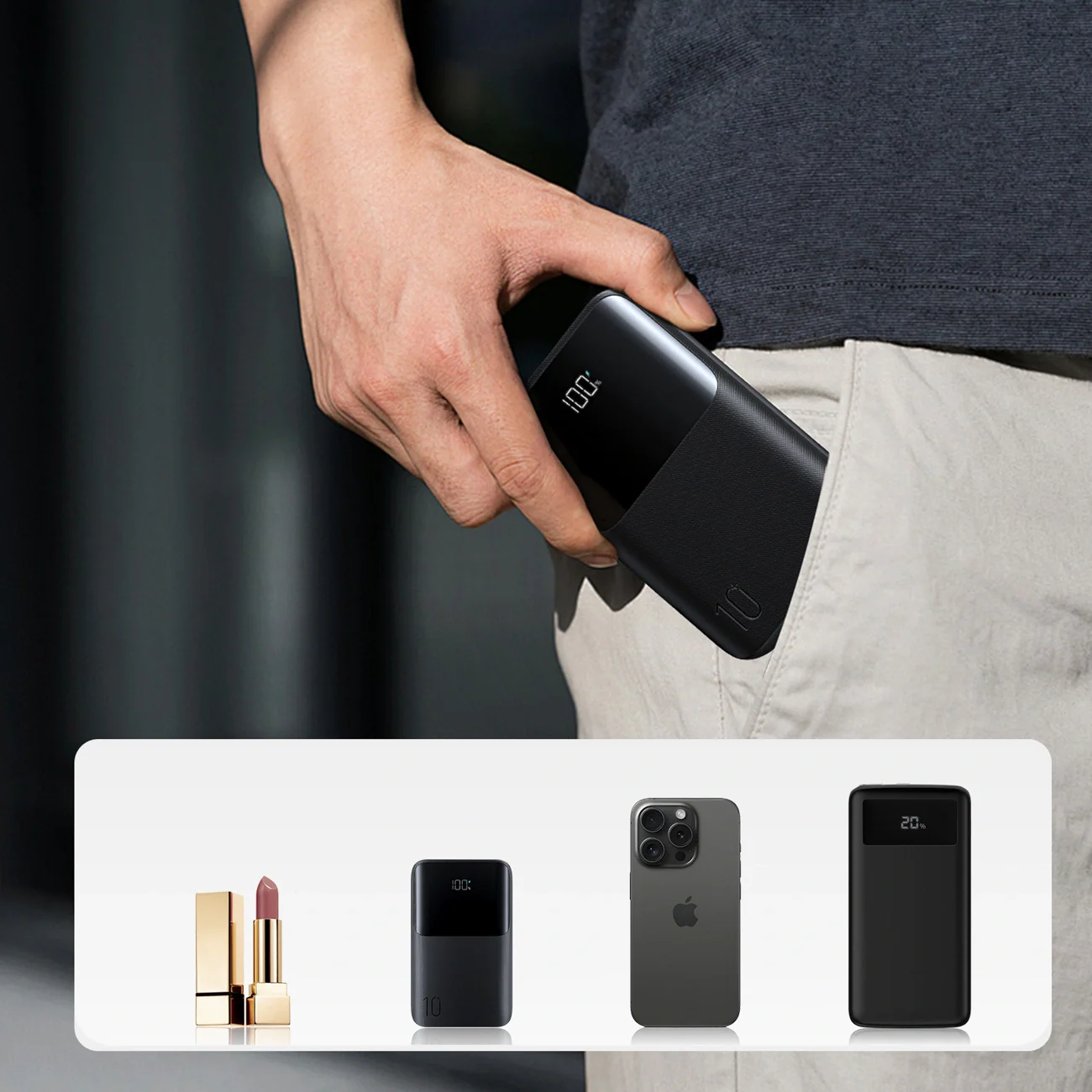 Joyroom JR-QP191 External Battery, 10000mAh, 22.5W, QC + PD, 1 x USB-A - 2 x USB-C, Black - Image 10