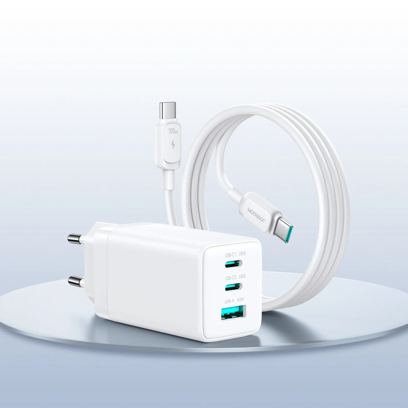 Joyroom JR-TG10 USB-C Network Charger with Cable, 65W, 3.25A, 1 x USB-A - 2 x USB-C, White - Image 7