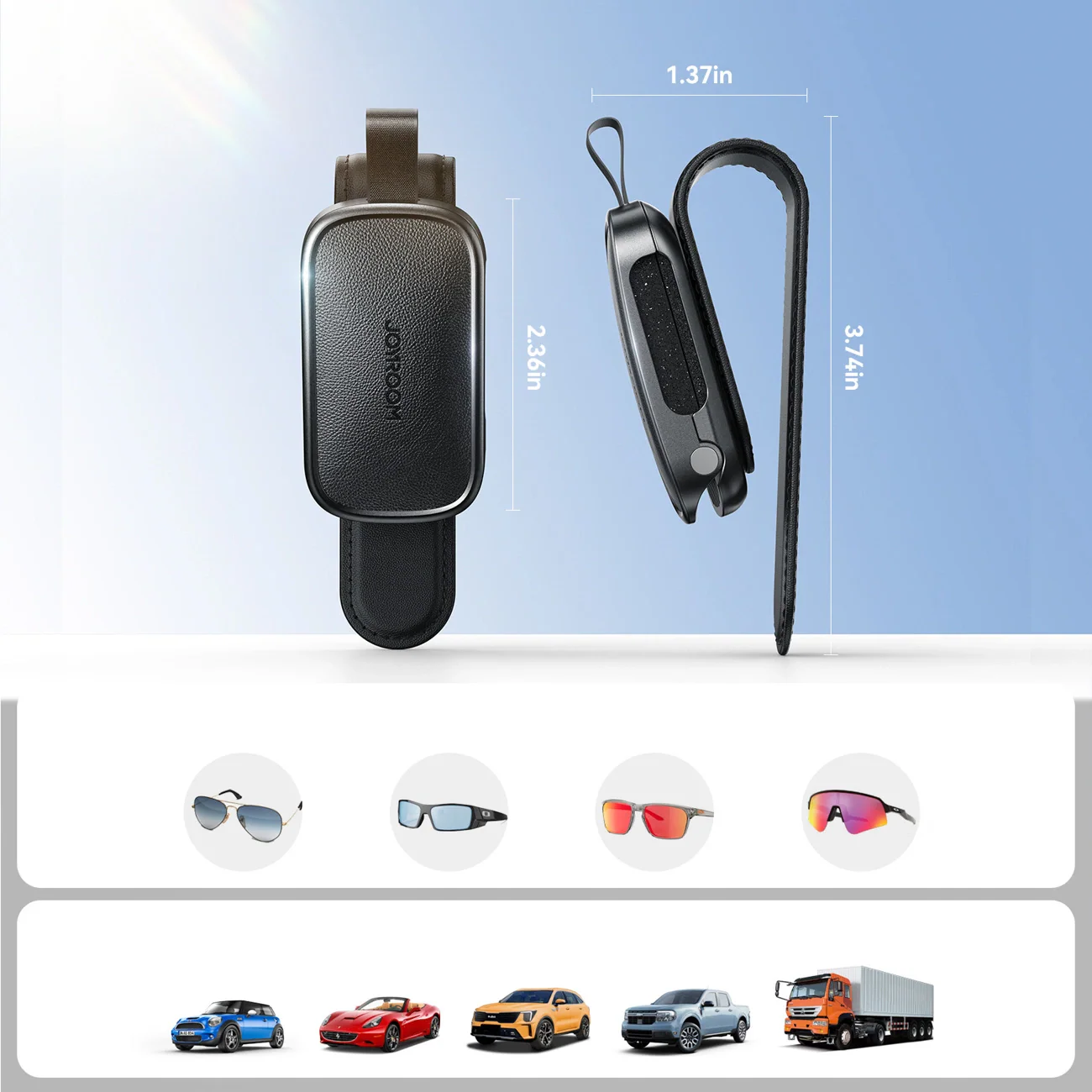 Joyroom JR-ZS511 Sun Visor Holder for Glasses, Black - Image 7