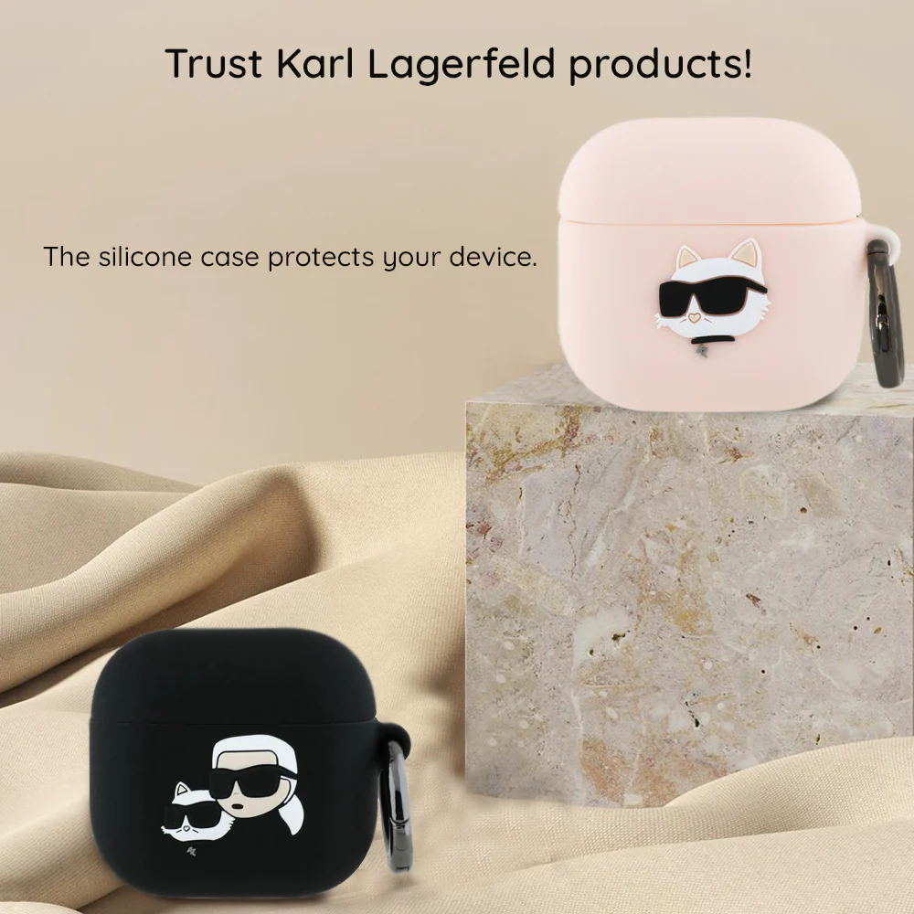 Karl Lagerfeld 3D Karl's Head Case for Apple AirPods 4, Black - Image 3