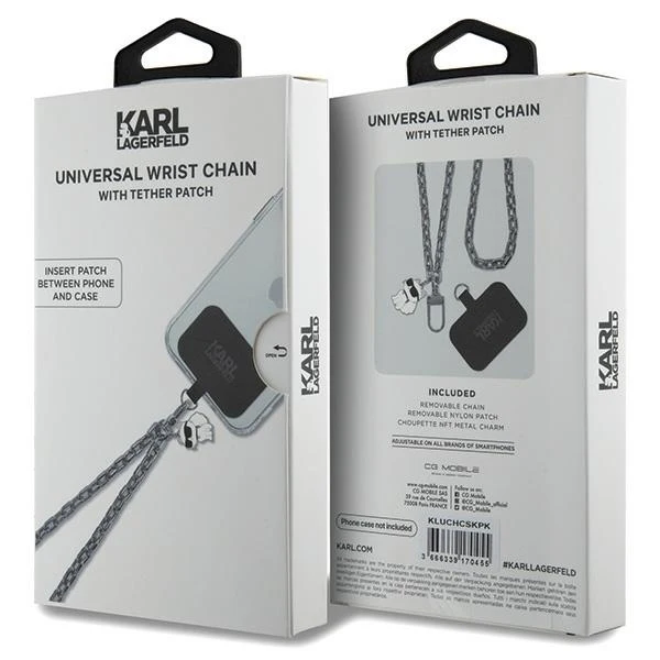 Karl Lagerfeld Choupette Phone Chain Keyring, Silver - Image 3
