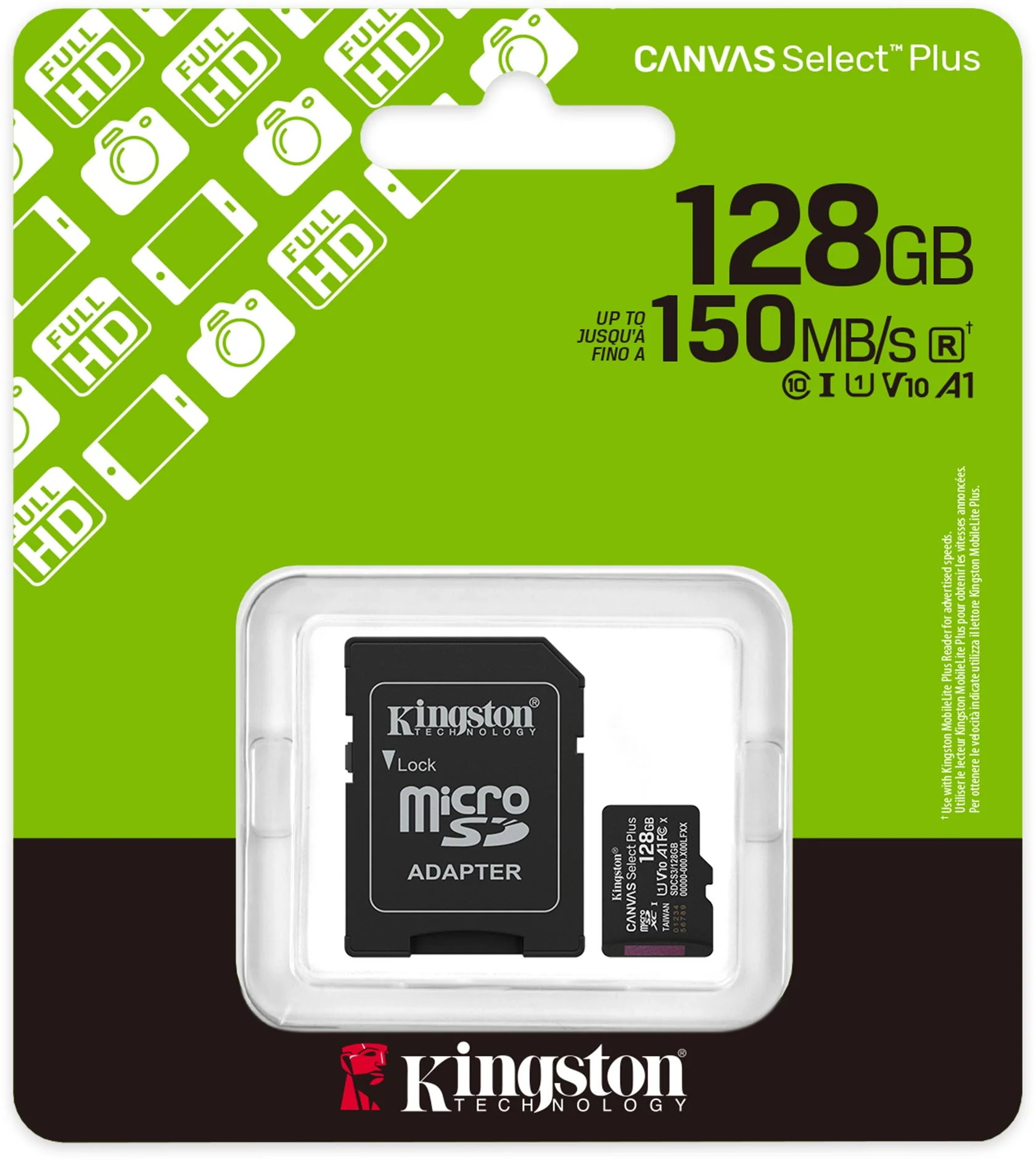Kingston Canvas Select Plus Android A1 microSDXC Memory Card, 128Gb, Class 10 / UHS-1 U1, With Adapter SDCS3/128GB - Image 3