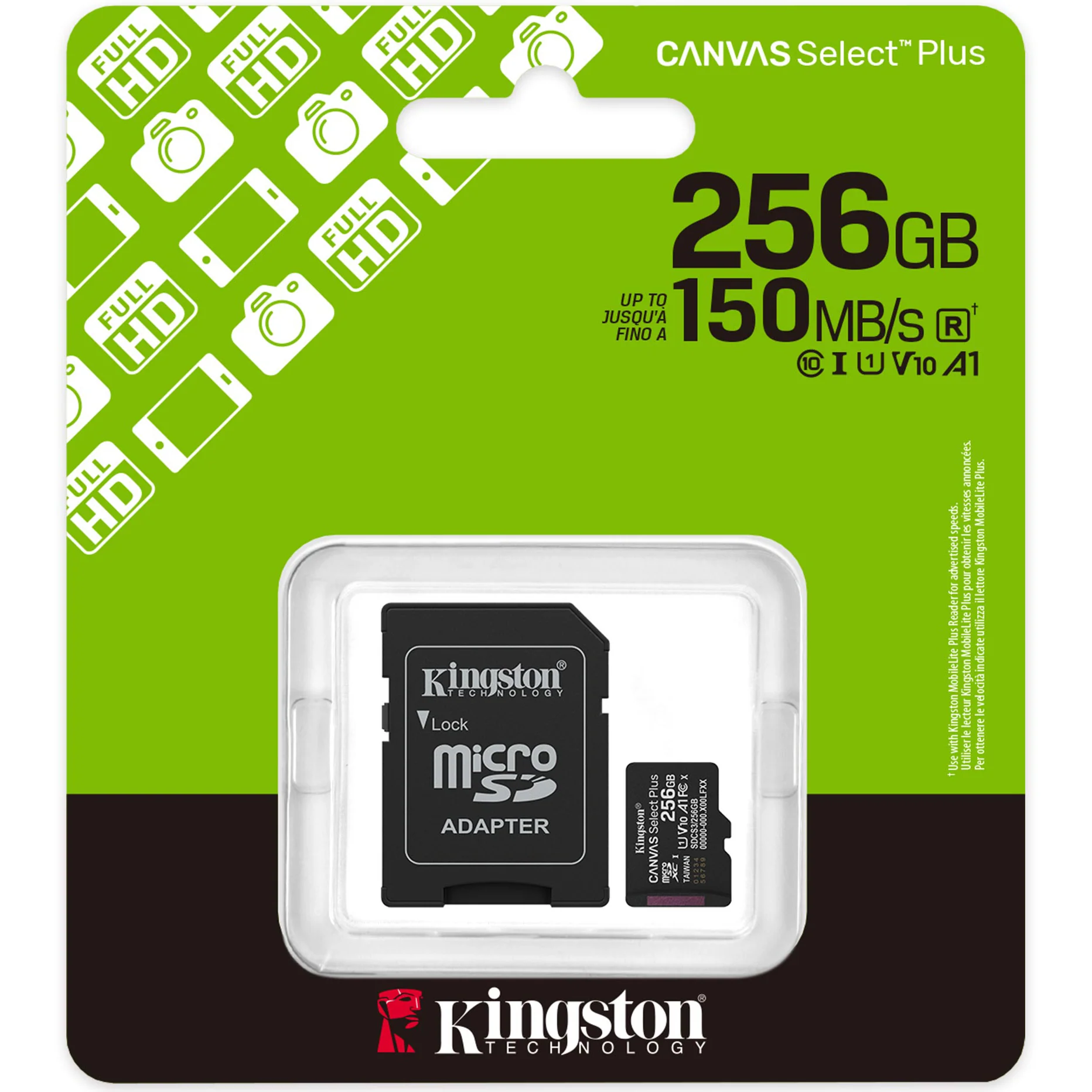 Kingston Canvas Select Plus Android A1 microSDXC Memory Card, 256Gb, Class 10 / UHS-1 U1, With Adapter SDCS3/256GB - Image 3
