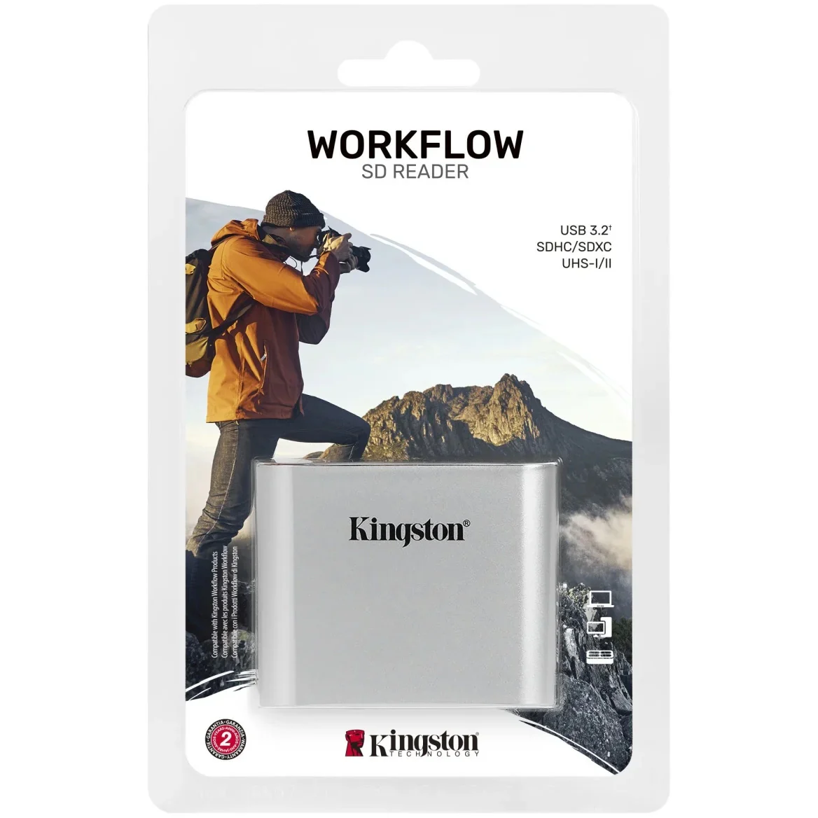 Kingston Workflow USB-C Card Reader, Dual SD, Gray WFS-SD - Image 3