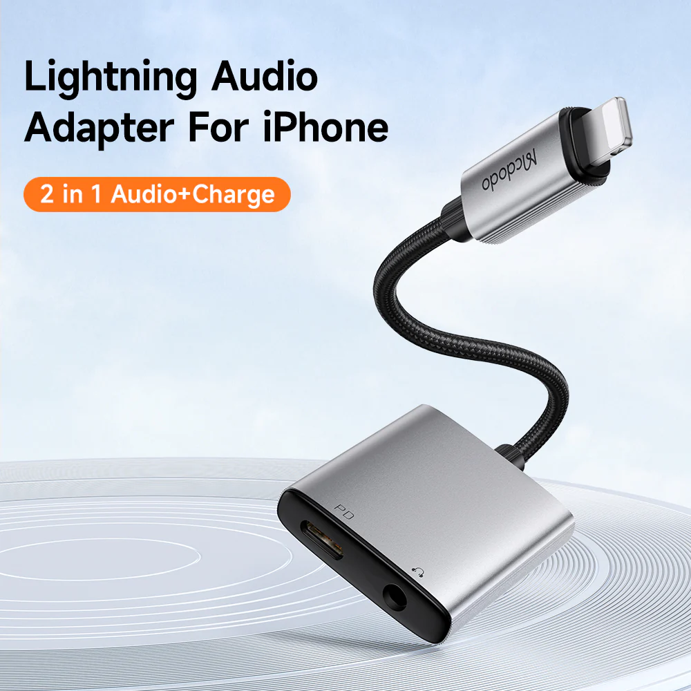Lightning Audio Adapter - Lightning / 3.5mm McDodo CA-5540 Wales, Gray - Image 2