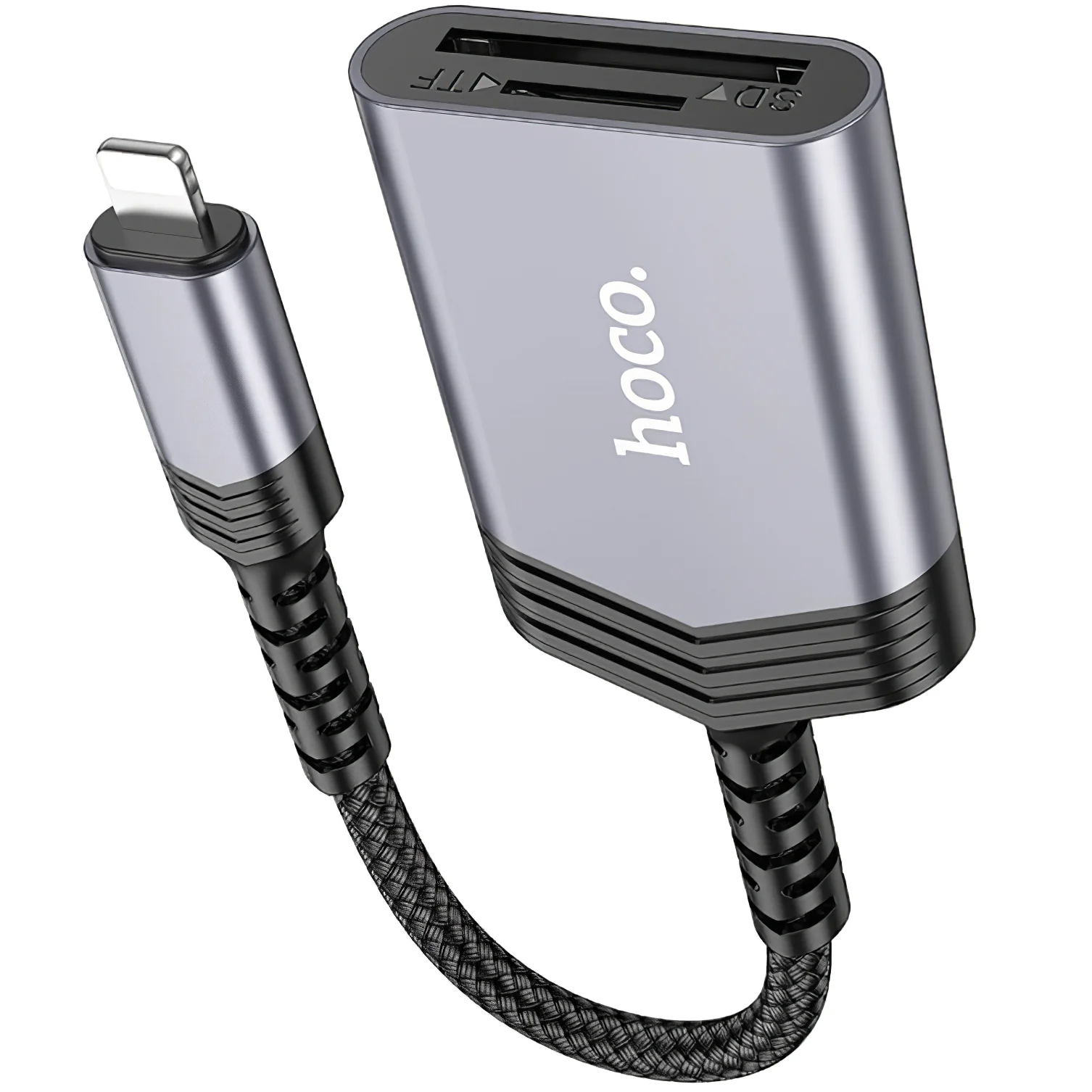 Lightning Card Reader HOCO UA25, SD - microSD, Gray - Image 3